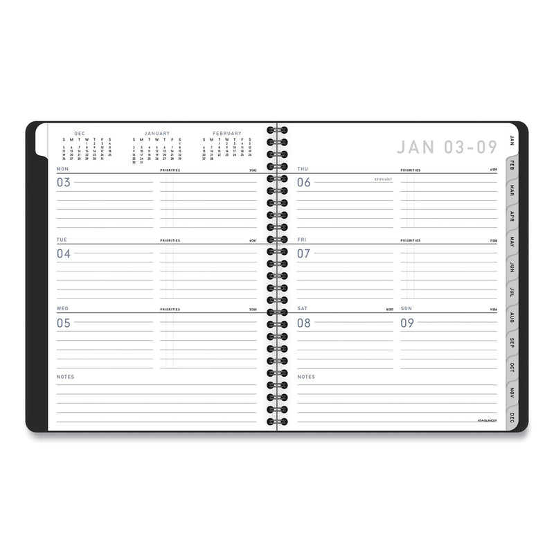 AT-A-GLANCE Contemporary Lite Weekly/Monthly Planner, 8.75 x 7, Black Cover, 12-Month (Jan to Dec): 2023