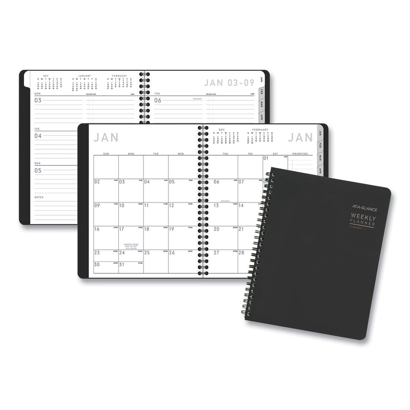 AT-A-GLANCE Contemporary Lite Weekly/Monthly Planner, 8.75 x 7, Black Cover, 12-Month (Jan to Dec): 2023