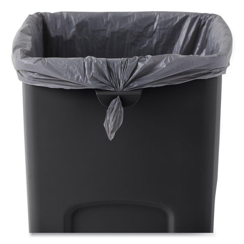 Rubbermaid Untouchable Square Waste Receptacle, Plastic, 23 gal, Black