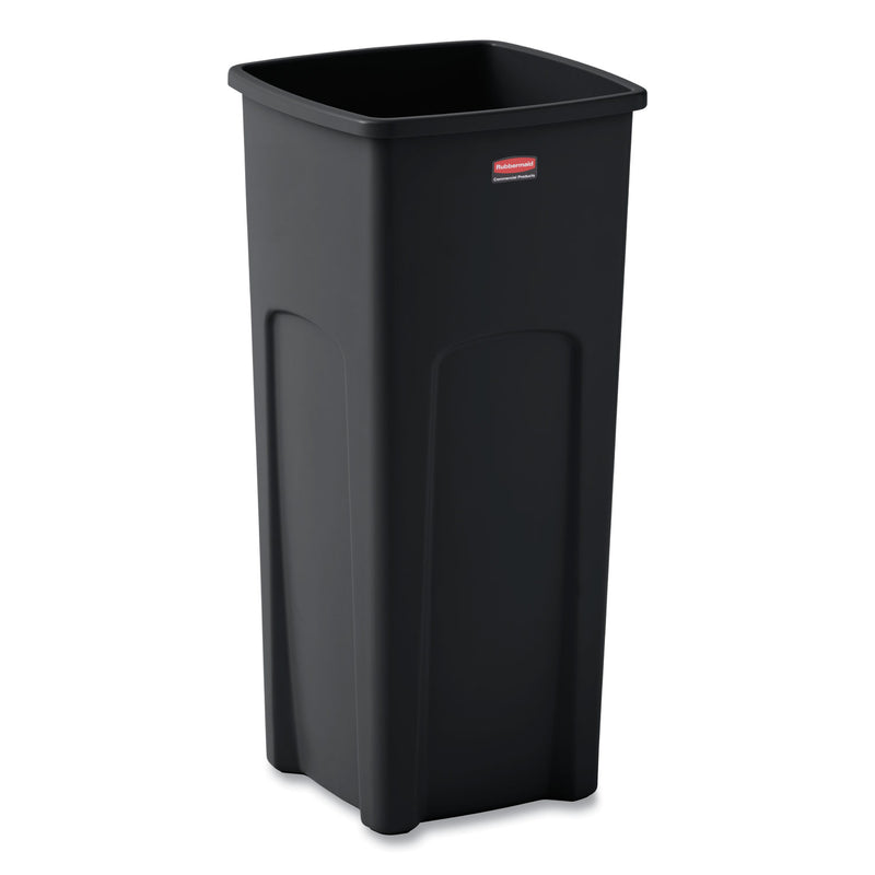 Rubbermaid Untouchable Square Waste Receptacle, Plastic, 23 gal, Black