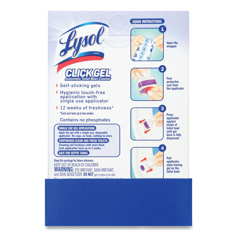 LYSOL Click Gel Automatic Toilet Bowl Cleaner, Lavender Fields, 6/Box, 4 Boxes/Carton