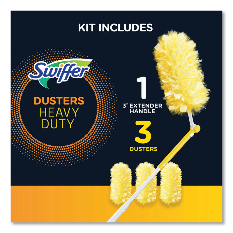 Swiffer Heavy Duty Dusters with Extendable Handle, 14" to 3 ft Handle, 1 Handle and 3 Dusters/Kit