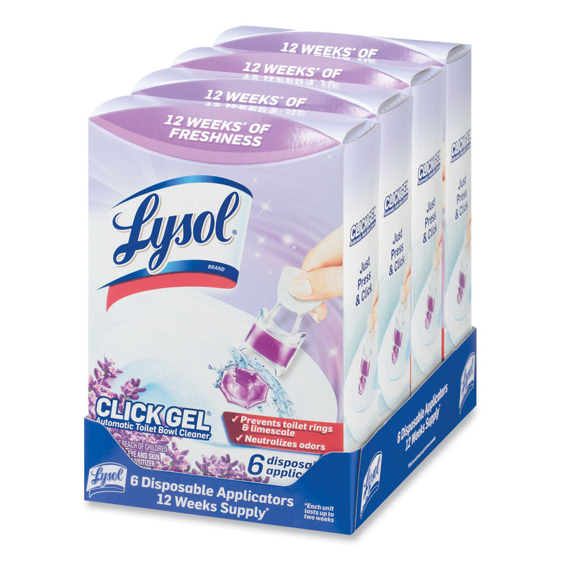 LYSOL Click Gel Automatic Toilet Bowl Cleaner, Lavender Fields, 6/Box, 4 Boxes/Carton