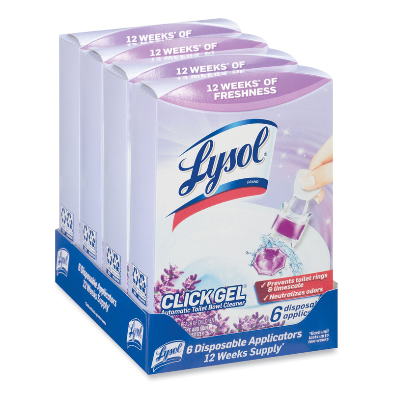 LYSOL Click Gel Automatic Toilet Bowl Cleaner, Lavender Fields, 6/Box, 4 Boxes/Carton