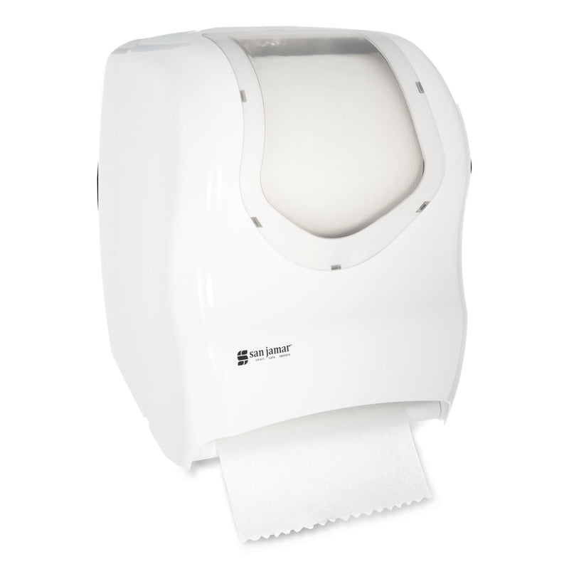 San Jamar Tear-N-Dry Touchless Roll Towel Dispenser, 16.75 x 10 x 12.5, White/Clear