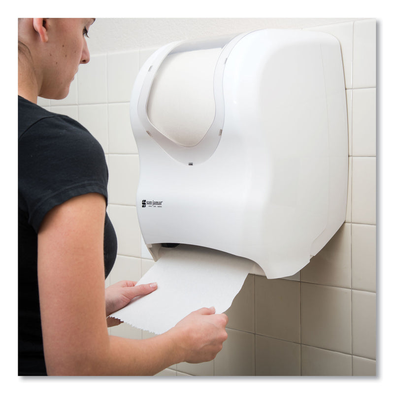 San Jamar Tear-N-Dry Touchless Roll Towel Dispenser, 16.75 x 10 x 12.5, White/Clear