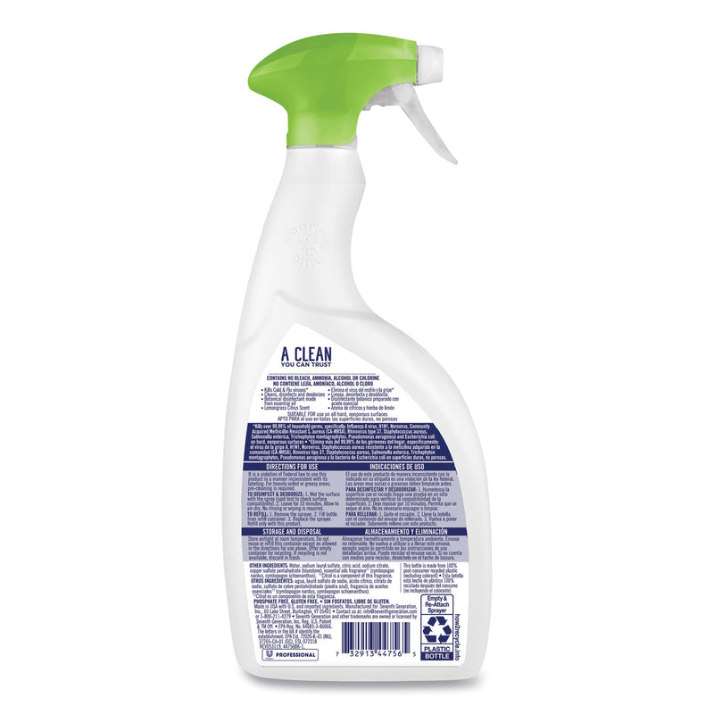 Seventh Generation Disinfecting Bathroom Cleaner, Lemongrass Citrus, 32 oz Spray Bottle