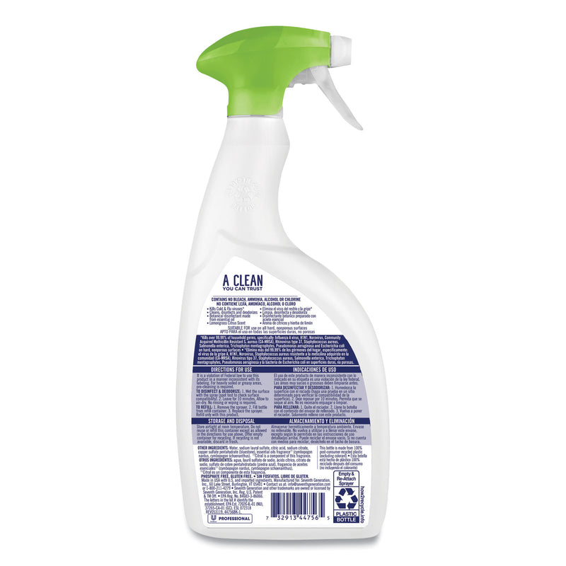 Seventh Generation Disinfecting Bathroom Cleaner, Lemongrass Citrus, 32 oz Spray Bottle, 4/Carton