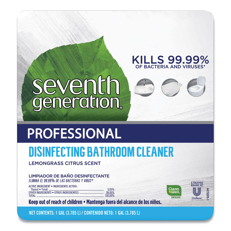 Seventh Generation Disinfecting Bathroom Cleaner, Lemongrass Citrus, 1 gal Bottle