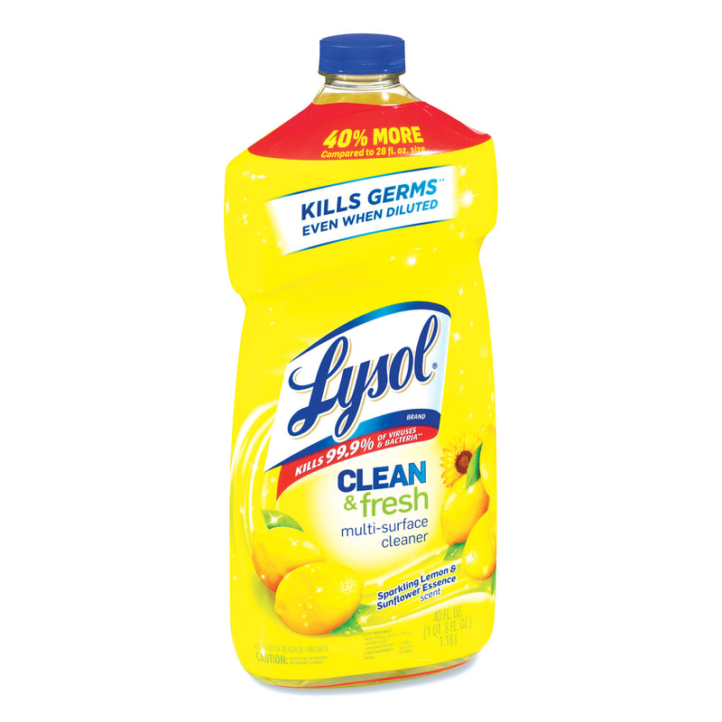 LYSOL Clean and Fresh Multi-Surface Cleaner, Sparkling Lemon and Sunflower Essence, 40 oz Bottle, 9/Carton