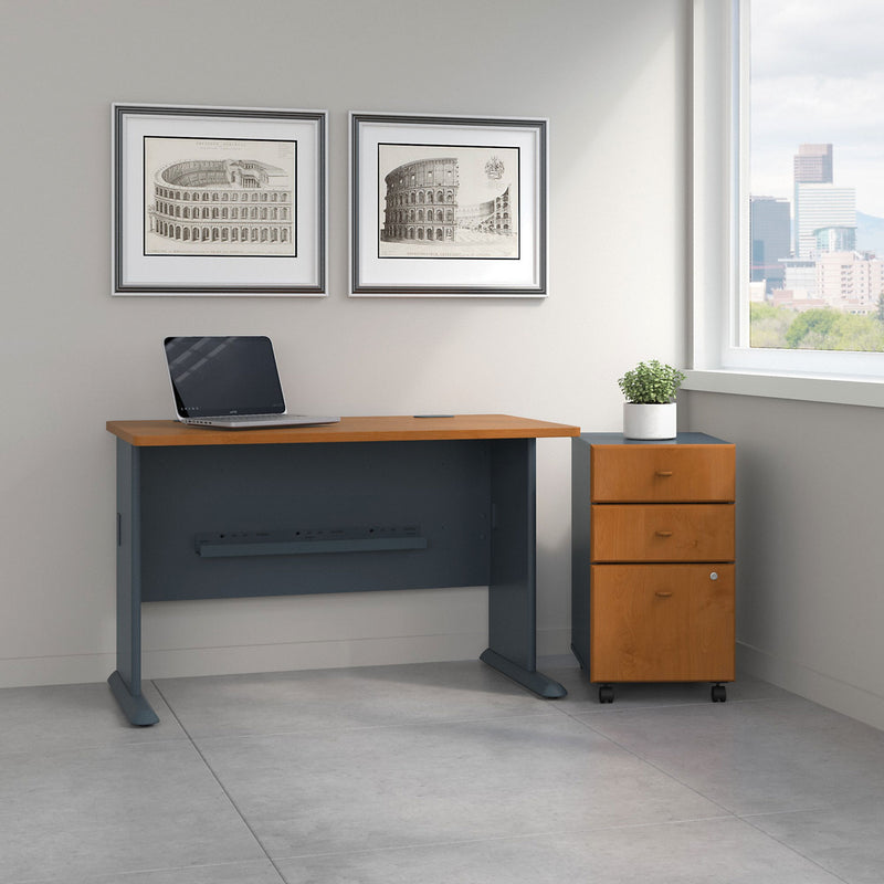 Bush Series C Collection Desk Shell, 66" x 29.38" x 29.88", Natural Cherry/Graphite Gray