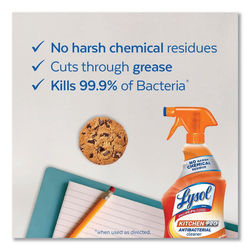 LYSOL Kitchen Pro Antibacterial Cleaner, Citrus Scent, 22 oz Spray Bottle, 9/Carton