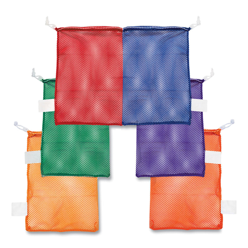 Champion Sports Heavy-Duty Mesh Bag, 12" x 18", Gold, Green, Orange, Purple, Royal Blue, Scarlet Red, 6/Set