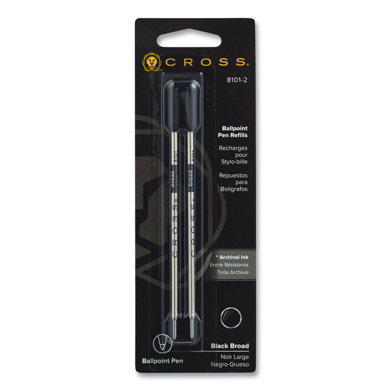 Cross Refills for Cross Ballpoint Pens, Bold Conical Tip, Black Ink, 2/Pack