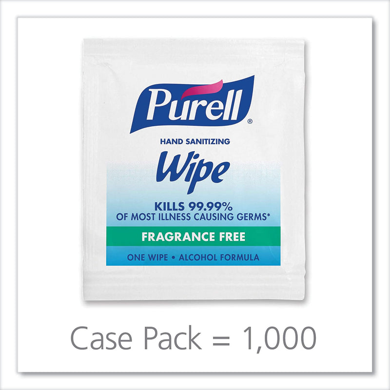 PURELL Premoistened Sanitizing Hand Wipes, Individually Wrapped, 5 x 7, 1,000/Carton