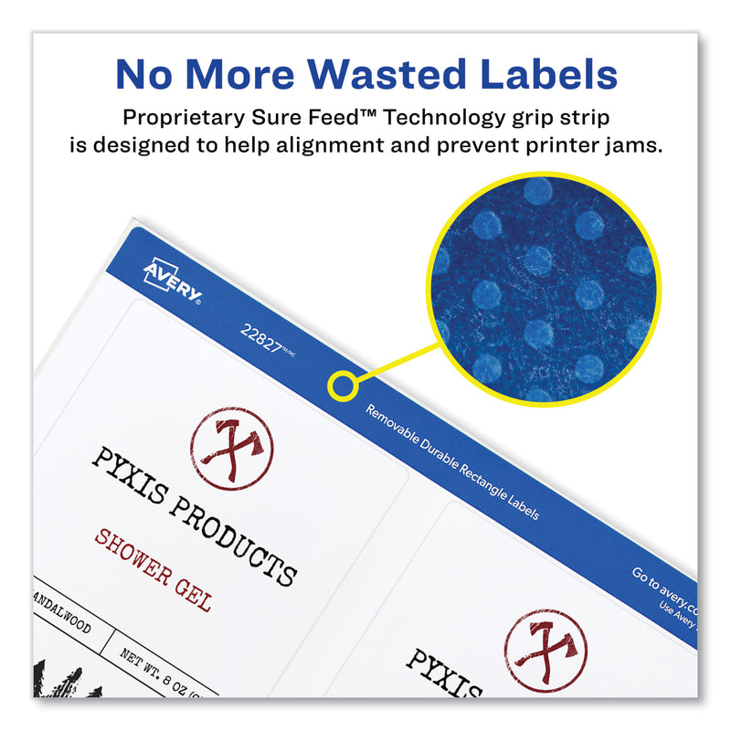 Avery Removable Print-to-the-Edge White Labels w/ Sure Feed, 3.5 x 4.75, 32/Pack