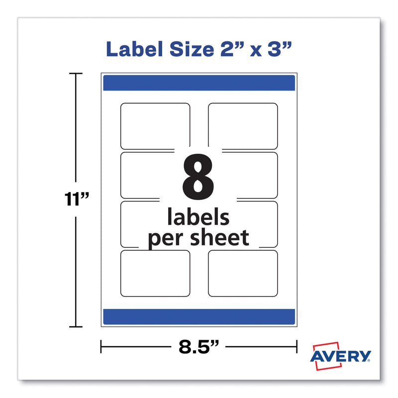 Avery Print-to-the-Edge Labels with Sure Feed and Easy Peel, 2 x 3, Glossy Clear, 80/Pack