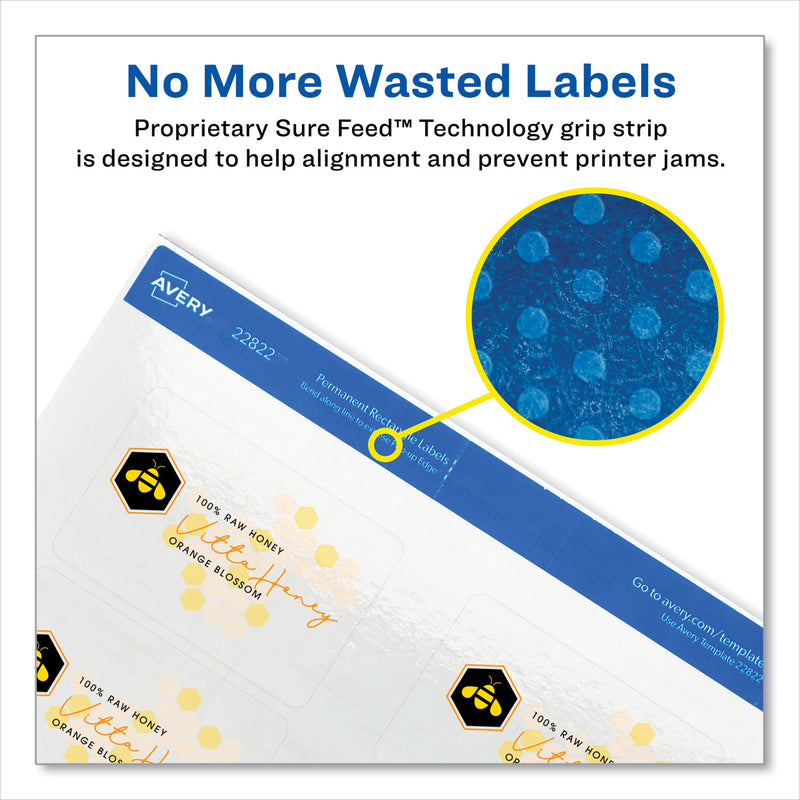 Avery Print-to-the-Edge Labels with Sure Feed and Easy Peel, 2 x 3, Glossy Clear, 80/Pack