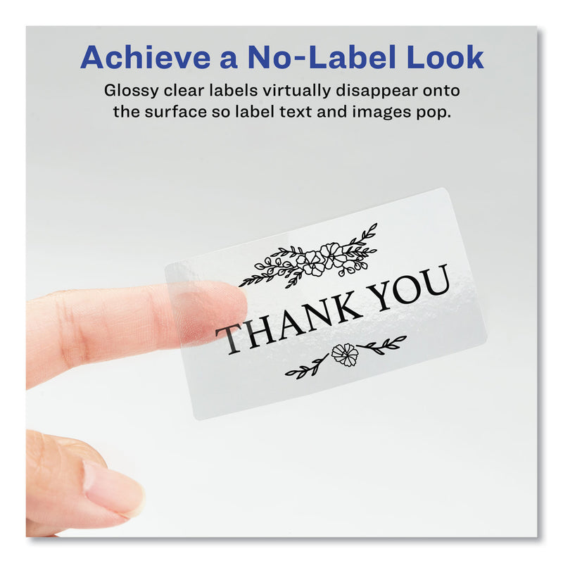 Avery Print-to-the-Edge Labels with Sure Feed and Easy Peel, 2 x 3, Glossy Clear, 80/Pack