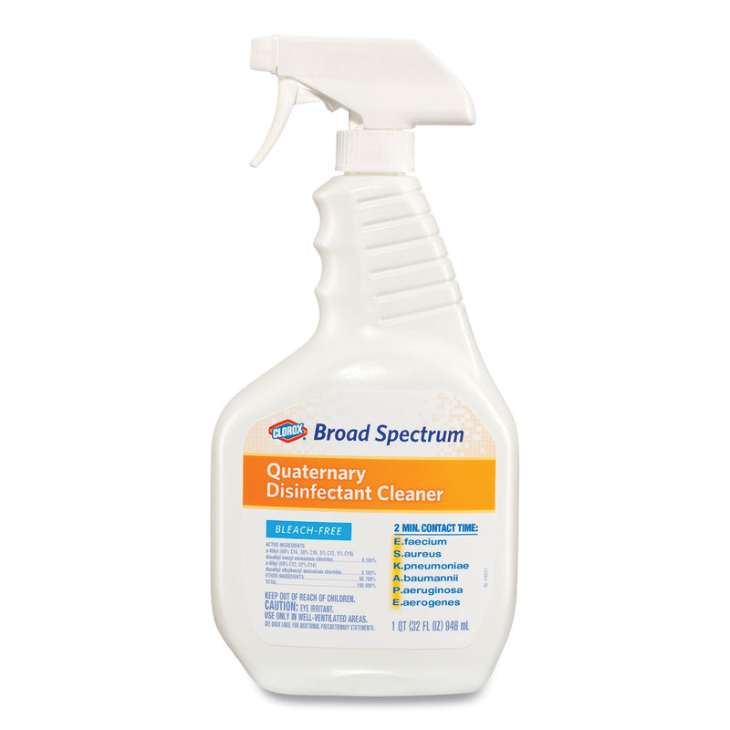 Clorox Broad Spectrum Quaternary Disinfectant Cleaner, 32 oz Spray Bottle, 9/Carton