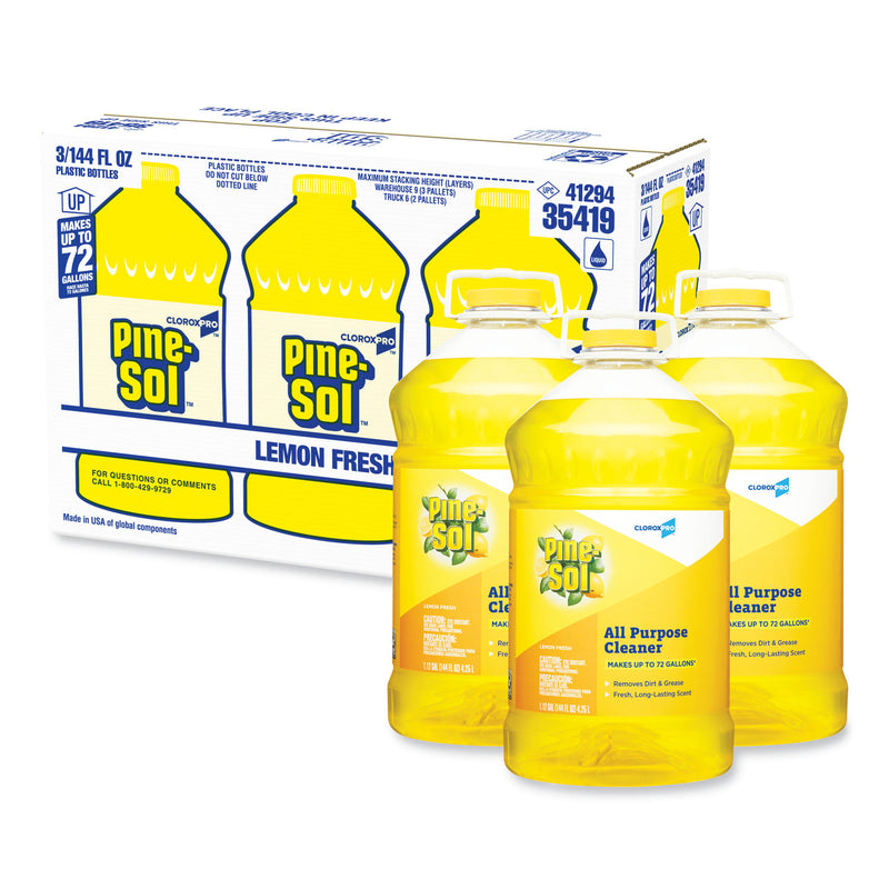 Pine-Sol All Purpose Cleaner, Lemon Fresh, 144 oz Bottle, 3/Carton