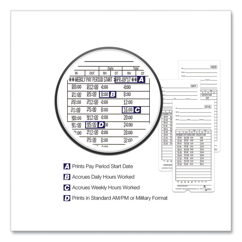 Acroprint ATR480 Time Clock and Accessories Bundle, Digital Display, White/Charcoal