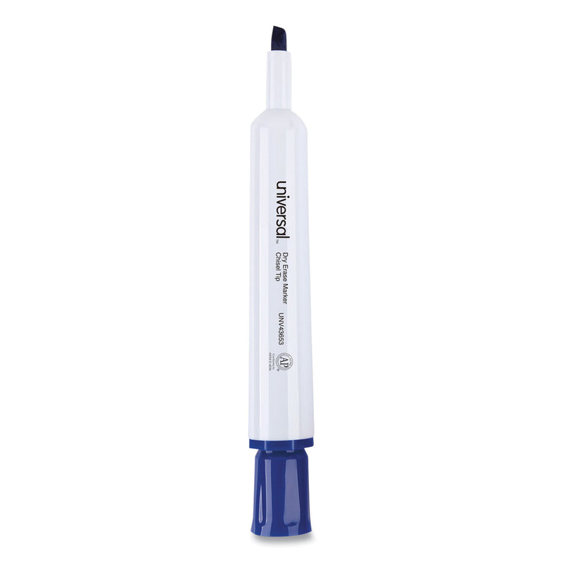 Universal Dry Erase Marker, Broad Chisel Tip, Blue, Dozen