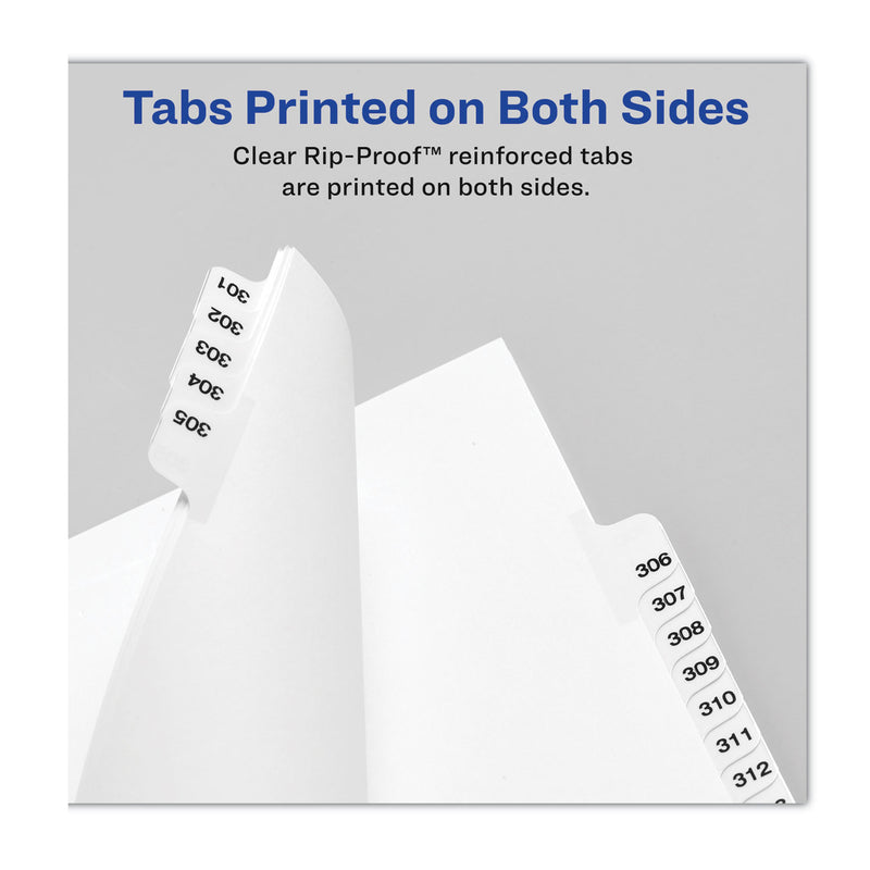 Avery Preprinted Legal Exhibit Side Tab Index Dividers, Avery Style, 25-Tab, 326 to 350, 11 x 8.5, White, 1 Set, (1343)