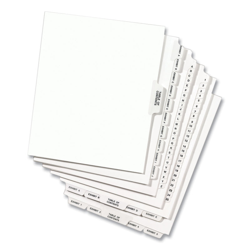 Avery Preprinted Legal Exhibit Side Tab Index Dividers, Avery Style, 10-Tab, 24, 11 x 8.5, White, 25/Pack, (1024)