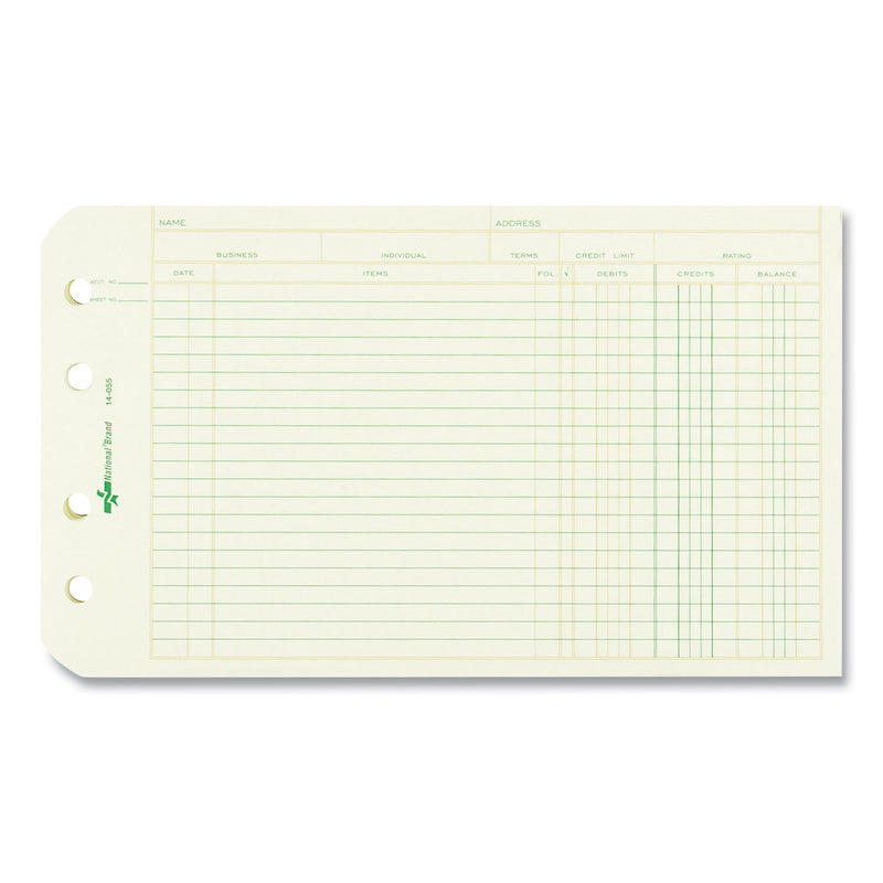 National Four-Ring Binder Refill Sheets, 5 x 8.5, Green, 100/Pack