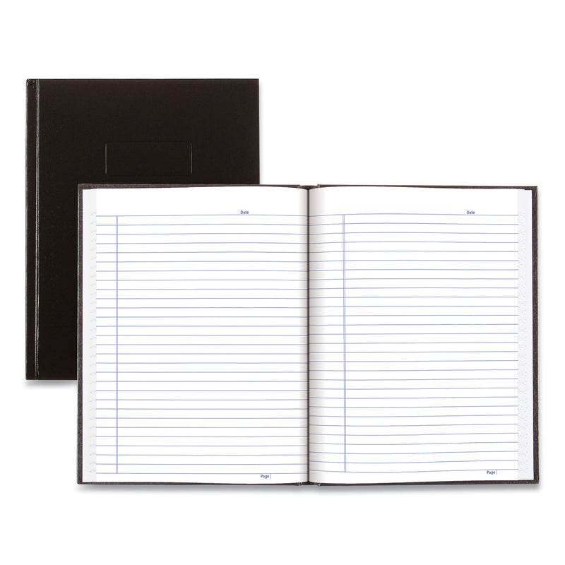 Blueline Business Notebook with Self-Adhesive Labels, 1 Subject, Medium/College Rule, Black Cover, 9.25 x 7.25, 192 Sheets