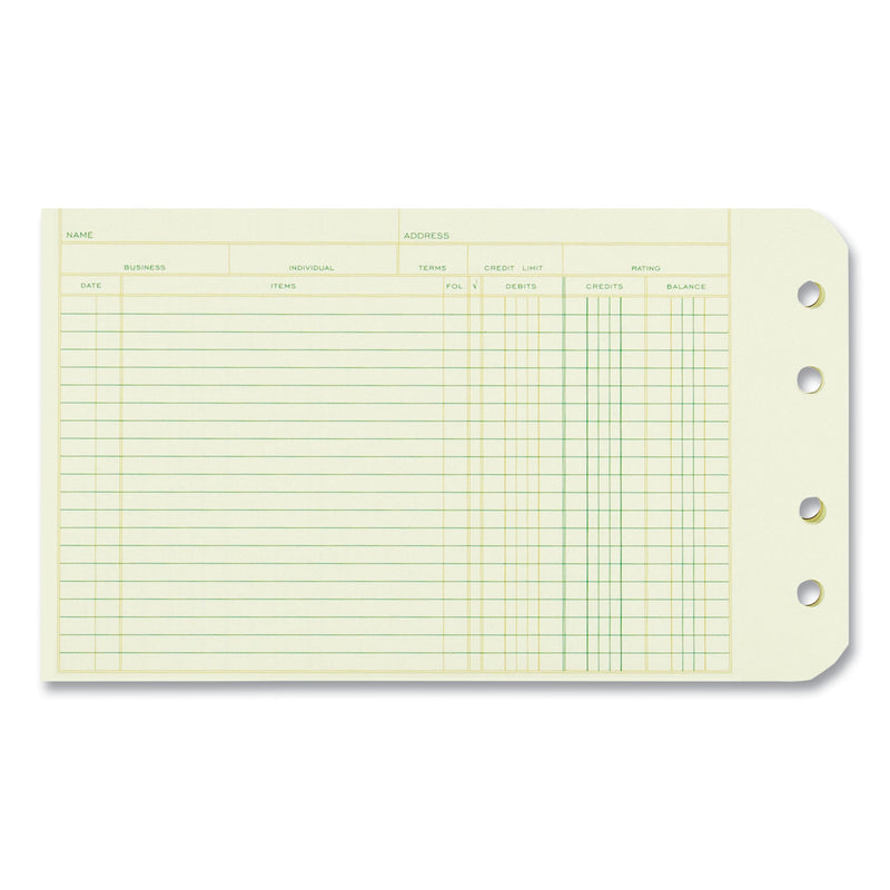 National Four-Ring Binder Refill Sheets, 5 x 8.5, Green, 100/Pack