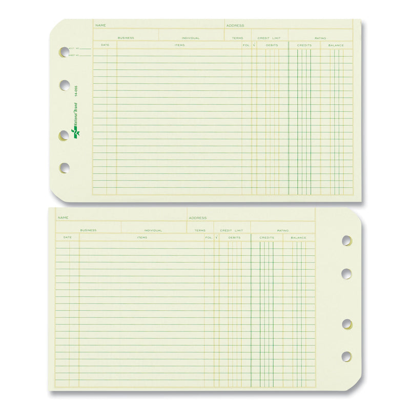 National Four-Ring Binder Refill Sheets, 5 x 8.5, Green, 100/Pack