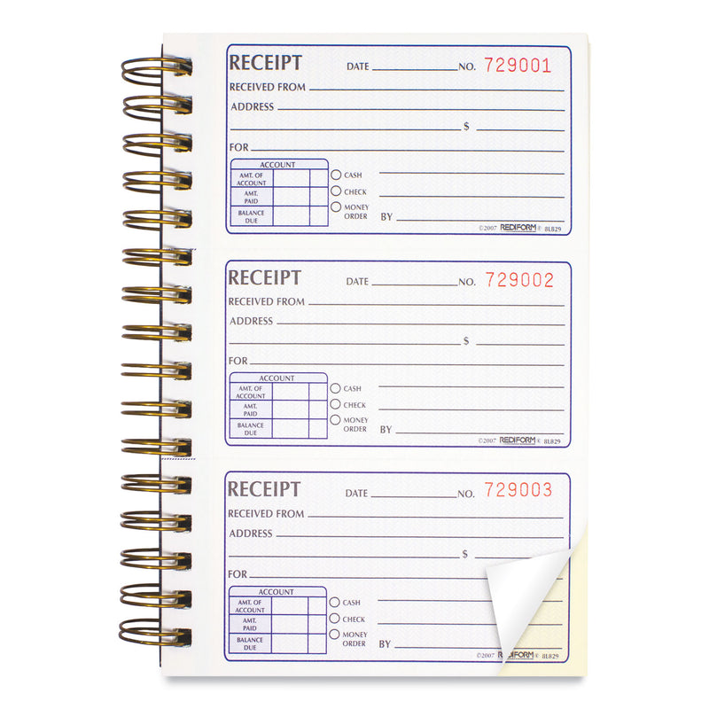 Rediform Money Receipt Book, Two-Part Carbonless, 5 x 2.75, 3/Page, 225 Forms