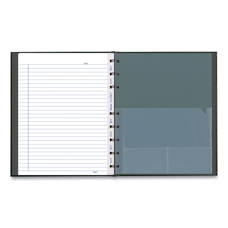 Blueline MiracleBind Notebook, 1 Subject, Medium/College Rule, Black Cover, 9.25 x 7.25, 75 Sheets