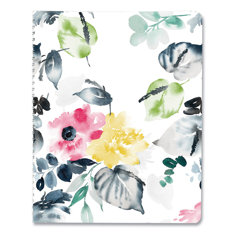 Blueline Soft Cover Design Weekly/Monthly Planner, Floral Watercolor Artwork, 11 x 8.5, White/Blue/Yellow, 12-Month (Jan to Dec): 2023