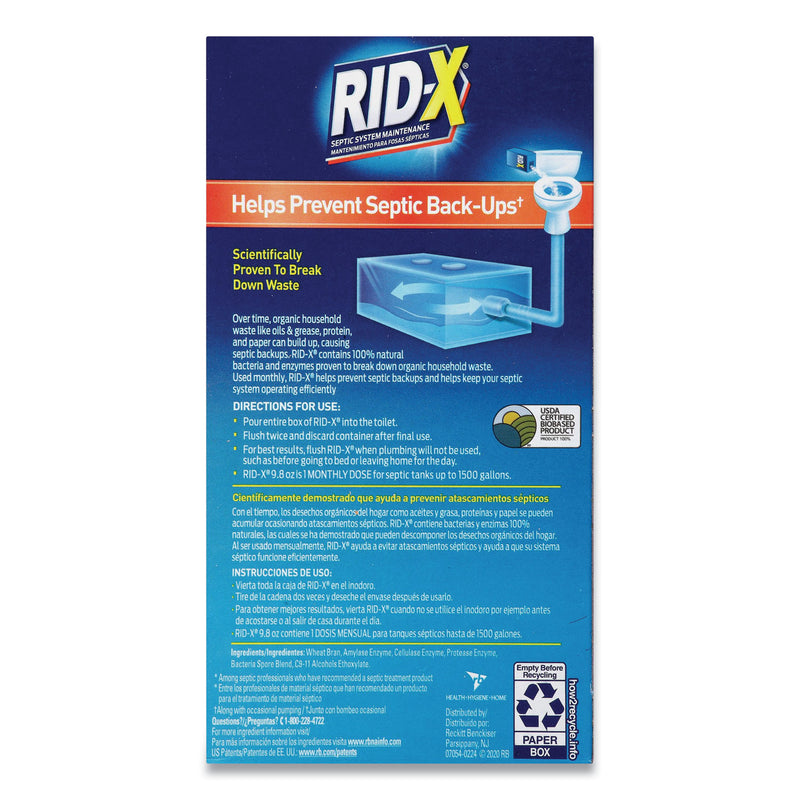 RID-X Septic System Treatment Concentrated Powder, 9.8 oz, 12/Carton