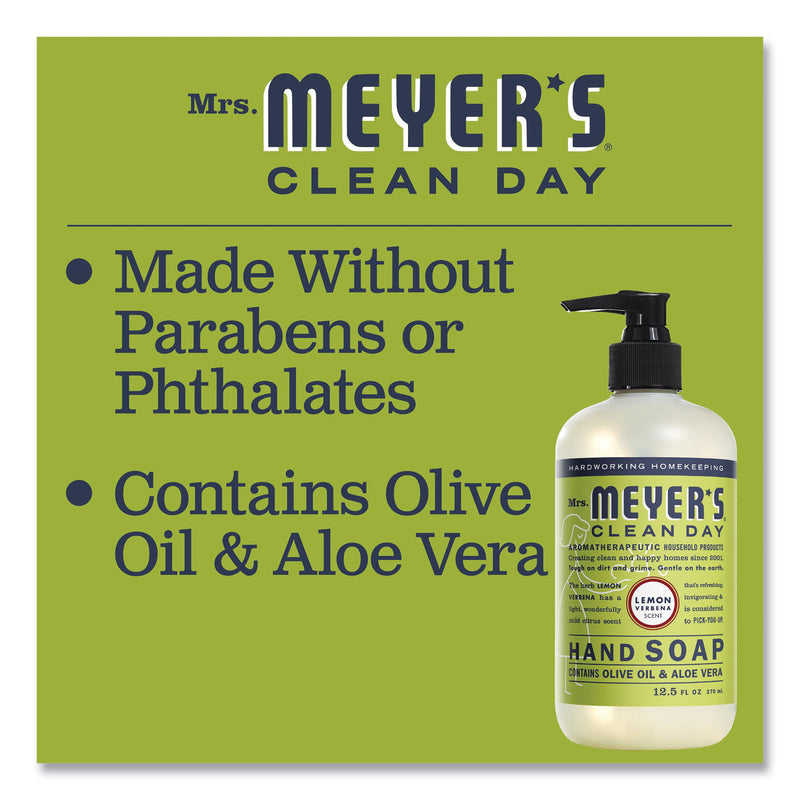 Mrs. Meyer's Clean Day Liquid Hand Soap, Lemon, 12.5 oz, 6/Carton