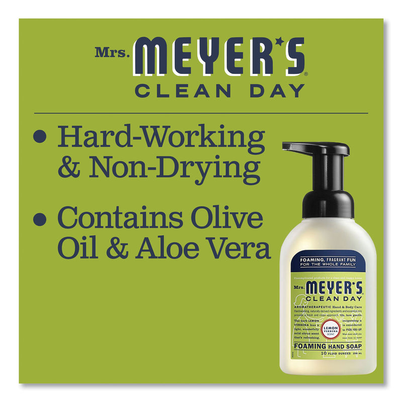 Mrs. Meyer's Foaming Hand Soap, Lemon Verbena, 10 oz, 6/Carton