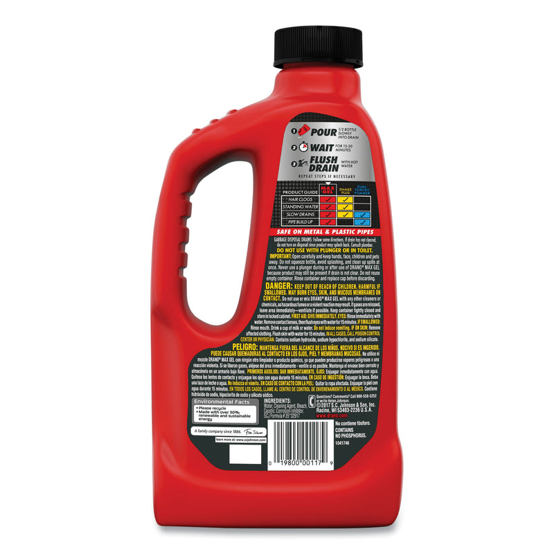 Drano Max Gel Clog Remover, 32 oz Bottle, 12/Carton