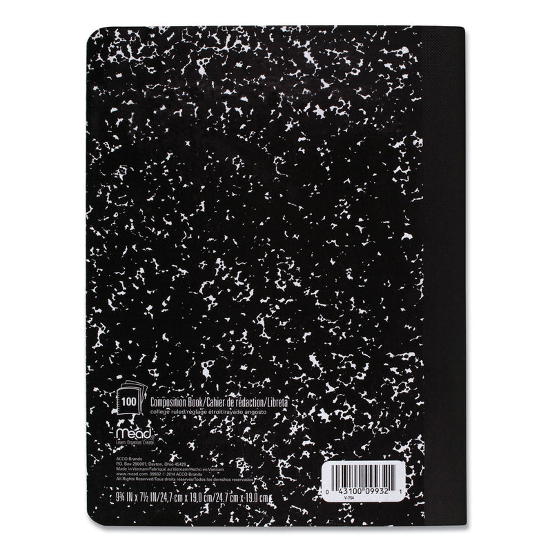 Mead Square Deal Composition Book, 3 Subject, Wide/Legal Rule, Black Cover, 9.75 x 7.5, 100 Sheets, 12/Pack