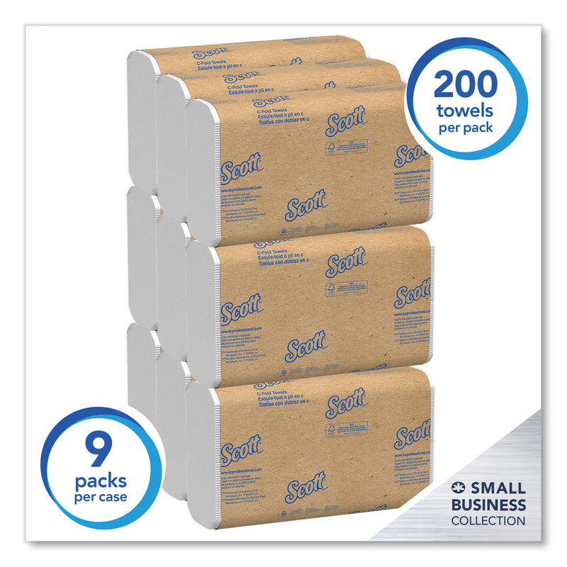 Scott Essential C-Fold Towels for Business, Convenience Pack, 10.13 x 13.15, White, 200/Pack, 9 Packs/Carton