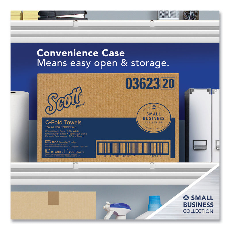 Scott Essential C-Fold Towels for Business, Convenience Pack, 10.13 x 13.15, White, 200/Pack, 9 Packs/Carton