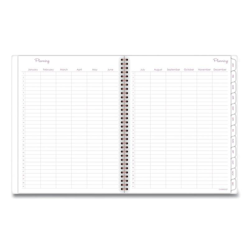 Cambridge Mina Weekly/Monthly Planner, Main Floral Artwork, 11 x 8.5, White/Violet/Peach Cover, 12-Month (Jan to Dec): 2023