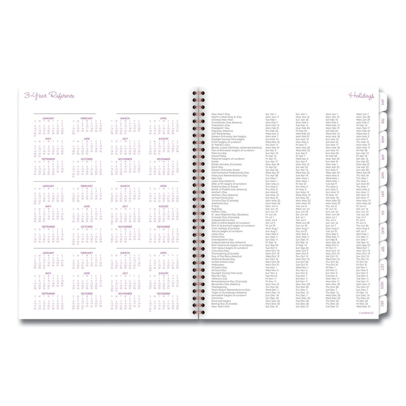 Cambridge Mina Weekly/Monthly Planner, Main Floral Artwork, 11 x 8.5, White/Violet/Peach Cover, 12-Month (Jan to Dec): 2023