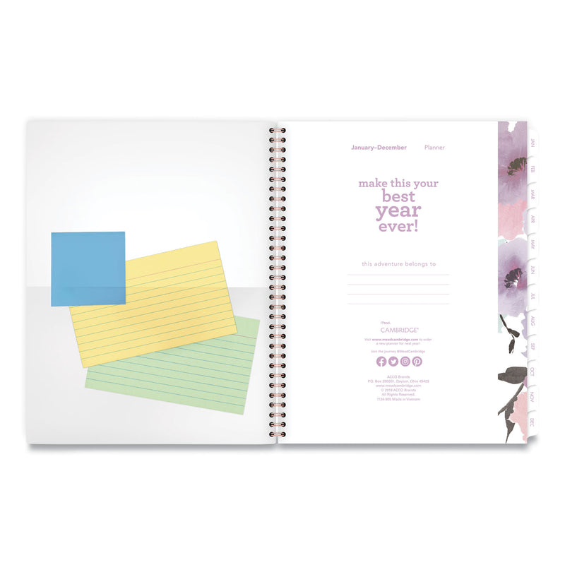 Cambridge Mina Weekly/Monthly Planner, Main Floral Artwork, 11 x 8.5, White/Violet/Peach Cover, 12-Month (Jan to Dec): 2023