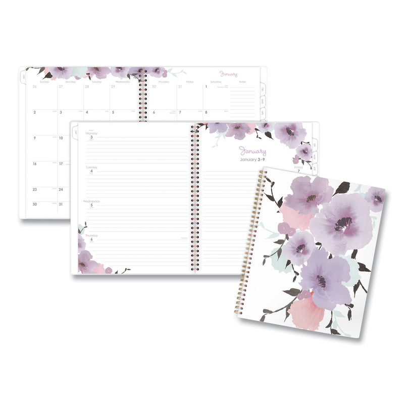 Cambridge Mina Weekly/Monthly Planner, Main Floral Artwork, 11 x 8.5, White/Violet/Peach Cover, 12-Month (Jan to Dec): 2023