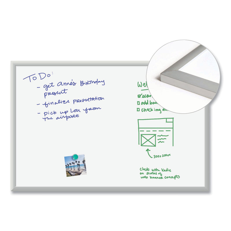 U Brands Magnetic Dry Erase Board with Aluminum Frame, 36 x 24, White Surface, Silver Frame