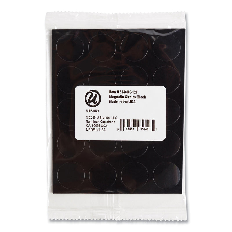 U Brands Heavy-Duty Board Magnets, Circles, Black, 0.75" Diameter, 20/Pack