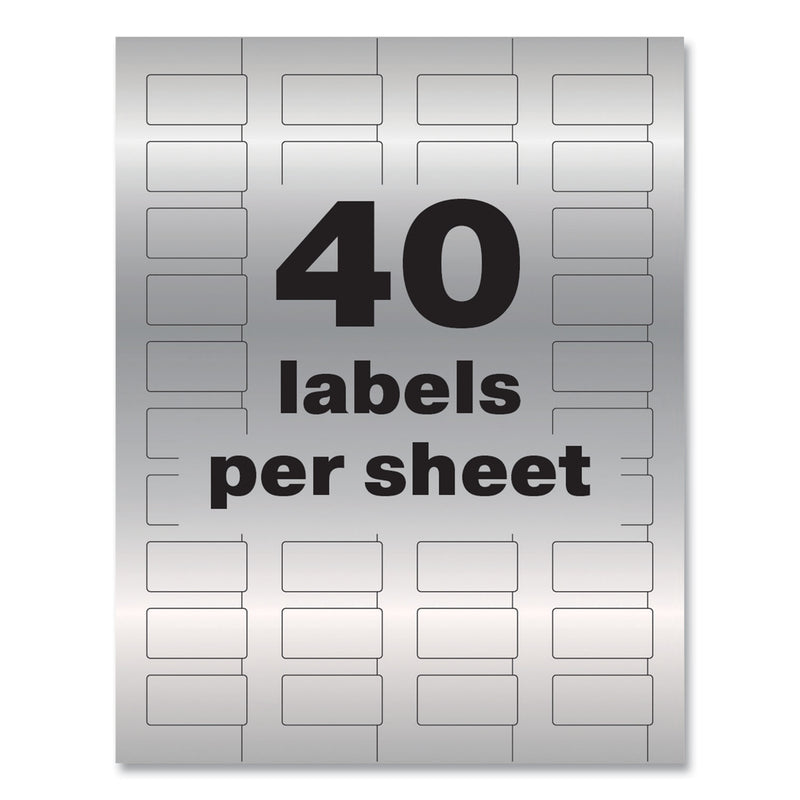 Avery PermaTrack Metallic Asset Tag Labels, Laser Printers, 0.75 x 1.5, Metallic Silver, 40/Sheet, 8 Sheets/Pack